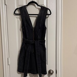 Alice and Olivia Black Denim Mini Dress with Belt